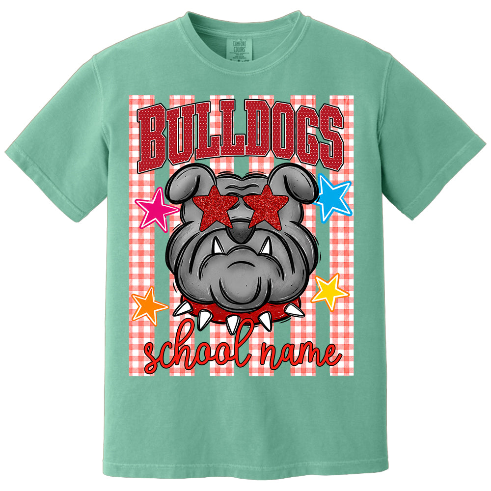 Personalized School School Spirit Mascot Striped Pattern T-Shirt For Teacher, Preppy Back To School, Gifts For Teacher Student MI209 TH23
