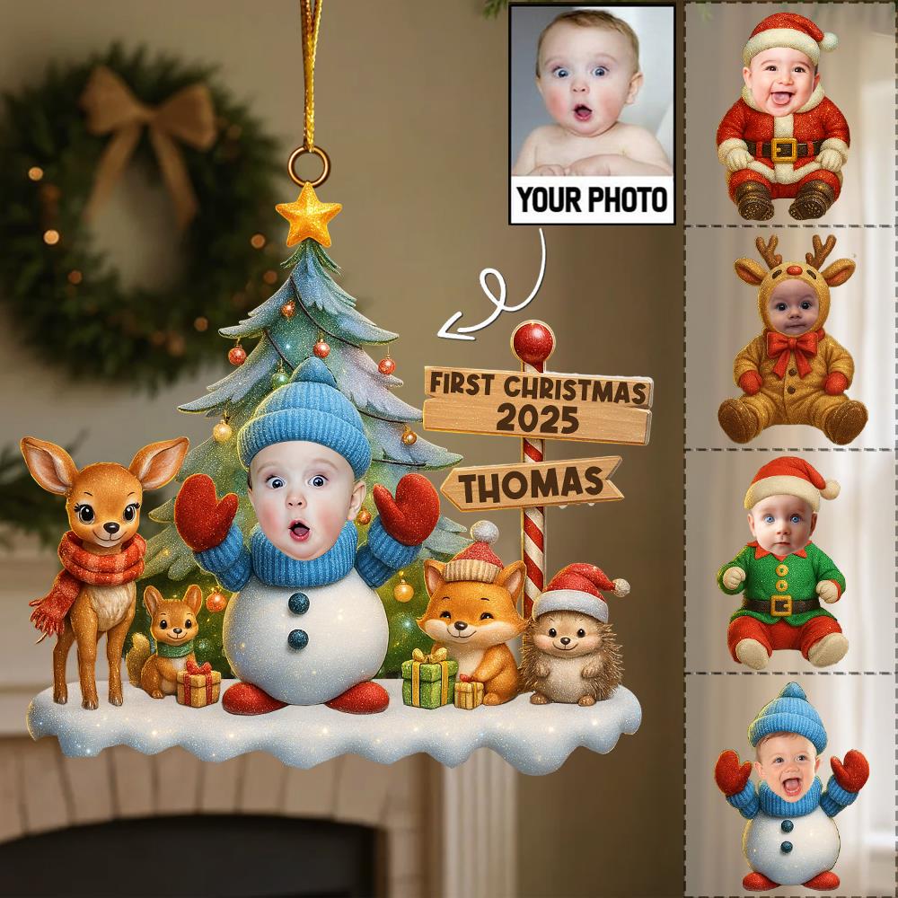 Custom Photo Under The Mistletoe With My Little Bundle Of Joy - Family Personalized Custom Ornament - Acrylic Custom Shaped - Christmas Gift For Baby Kids, Newborn Baby, First Christmas