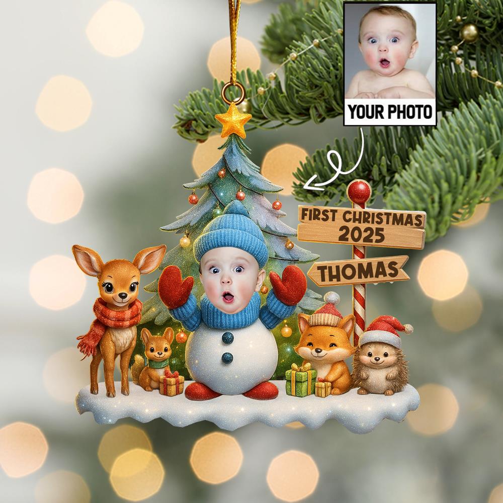 Custom Photo Under The Mistletoe With My Little Bundle Of Joy - Family Personalized Custom Ornament - Acrylic Custom Shaped - Christmas Gift For Baby Kids, Newborn Baby, First Christmas