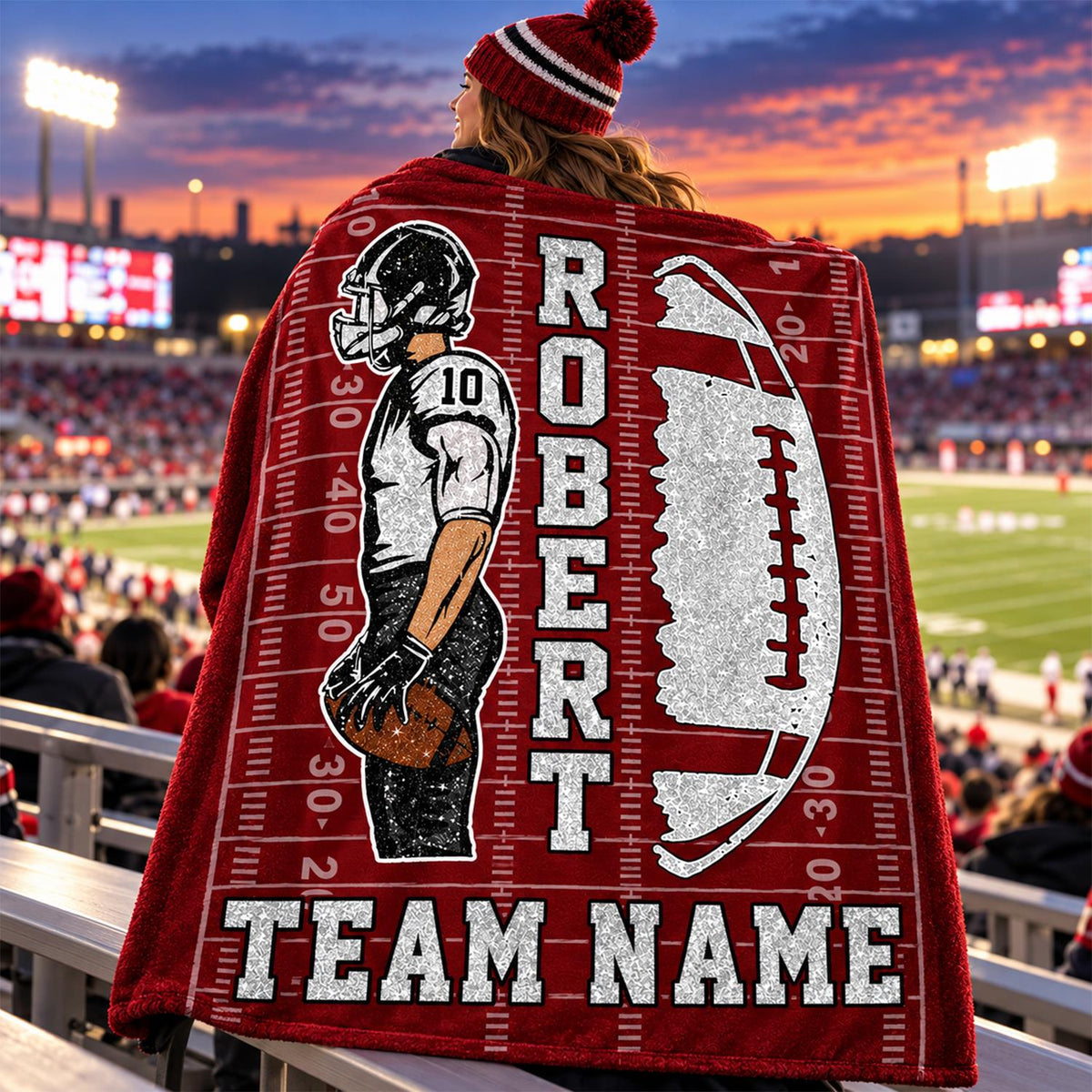 Personalized American Football Blanket - Matching Football Player Blanket - Custom Football Team NA04 Hv01 KL07