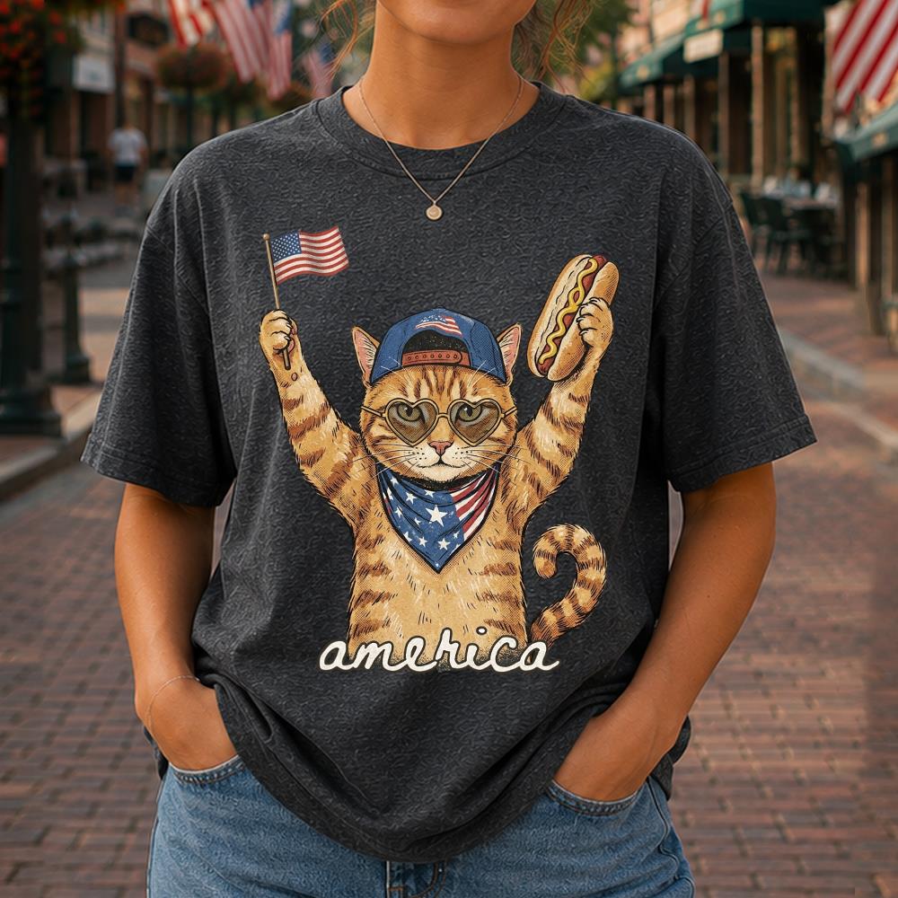 Custom Photo Pet, Patriotic Cat Shirt, Cat Lover Gift, 4th Of July Shirt, America Tee, Independence Day Graphic Nh00