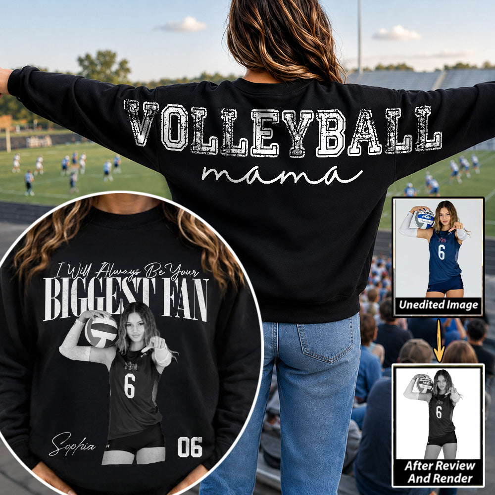 I Will Always Be Your Biggest Fan, Custom Large Back Graphic Volleyball,  Washed Tee Retro Bootleg Shirt, Gift For Volleyball Mom Grandma Sport Family Volleyball Lovers MI209 T24