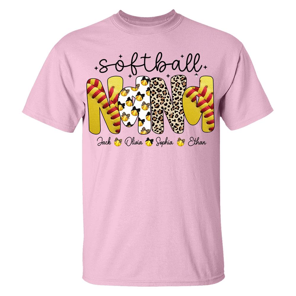 Personalized Softball Mama Shirt, Custom Softball Sports Grandma Nickname Shirt