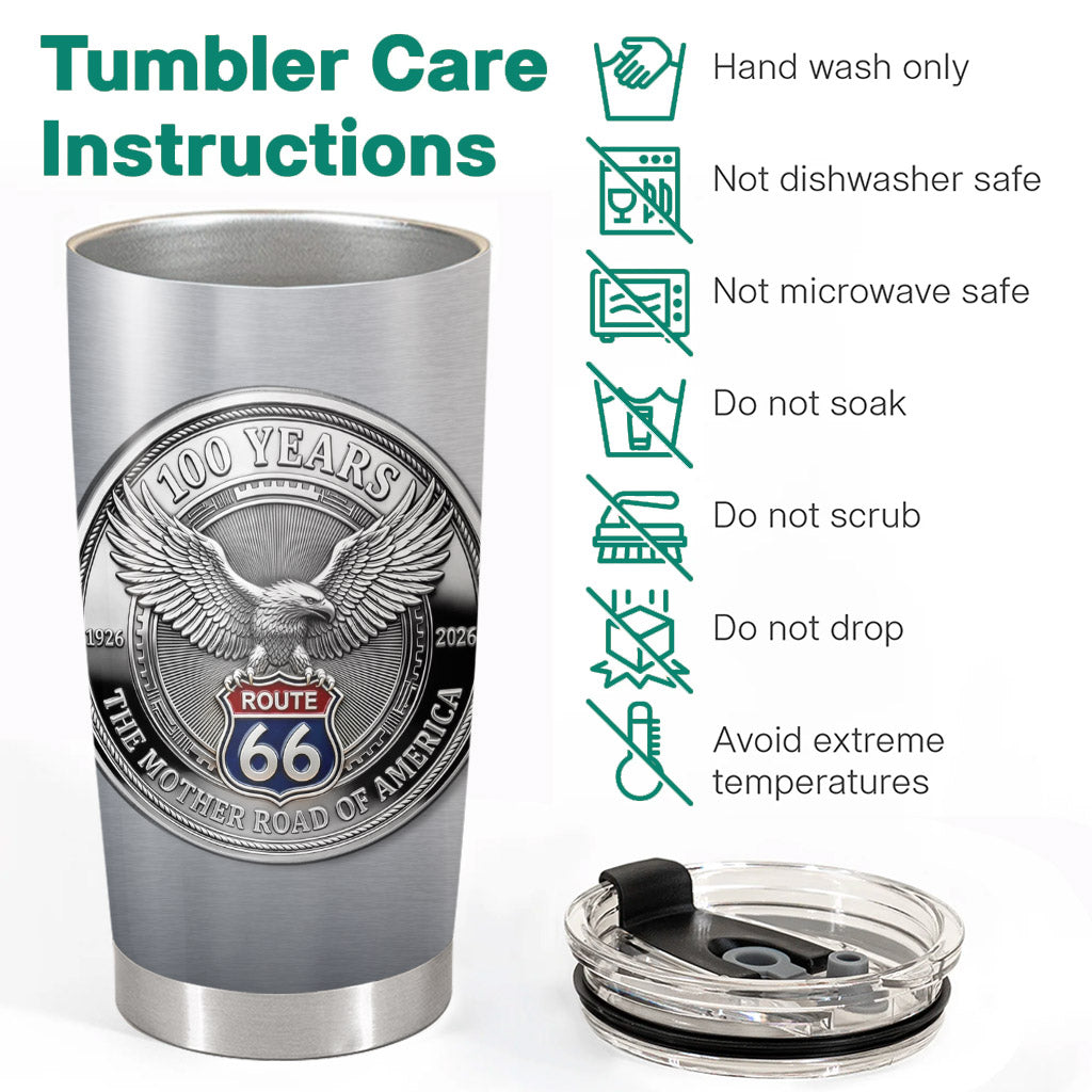 Celebrate 100 Years of Road Route 66 Tumbler - Custom Vehicle's Photo Tumbler - Gift for Bikers A2110 Pt99