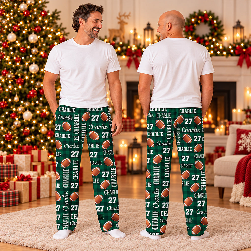 Personalized Funny Sport Drawstring Pajama Trousers Without Pockets, Custom Name Christmas Gift For Sport Lovers L0411 T24 DN10
