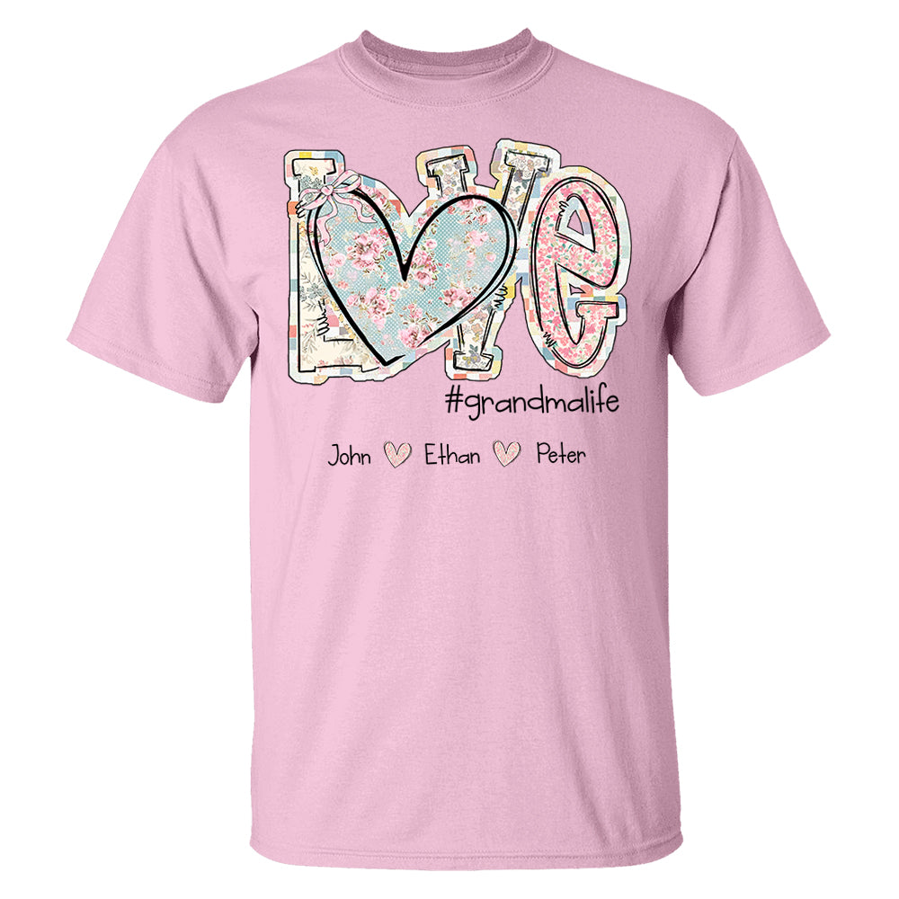 Love Grandmalife - Custom Nickname & Kid Names Vintage Floral Shirt For Mother's Day NA04 pt99