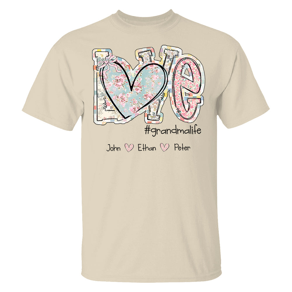 Love Grandmalife - Custom Nickname & Kid Names Vintage Floral Shirt For Mother's Day NA04 pt99