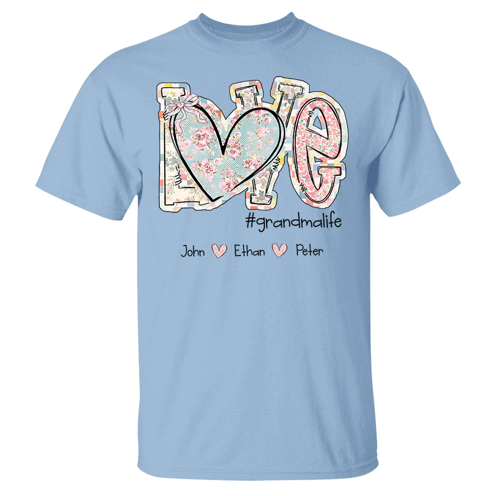 Love Grandmalife - Custom Nickname & Kid Names Vintage Floral Shirt For Mother's Day NA04 pt99