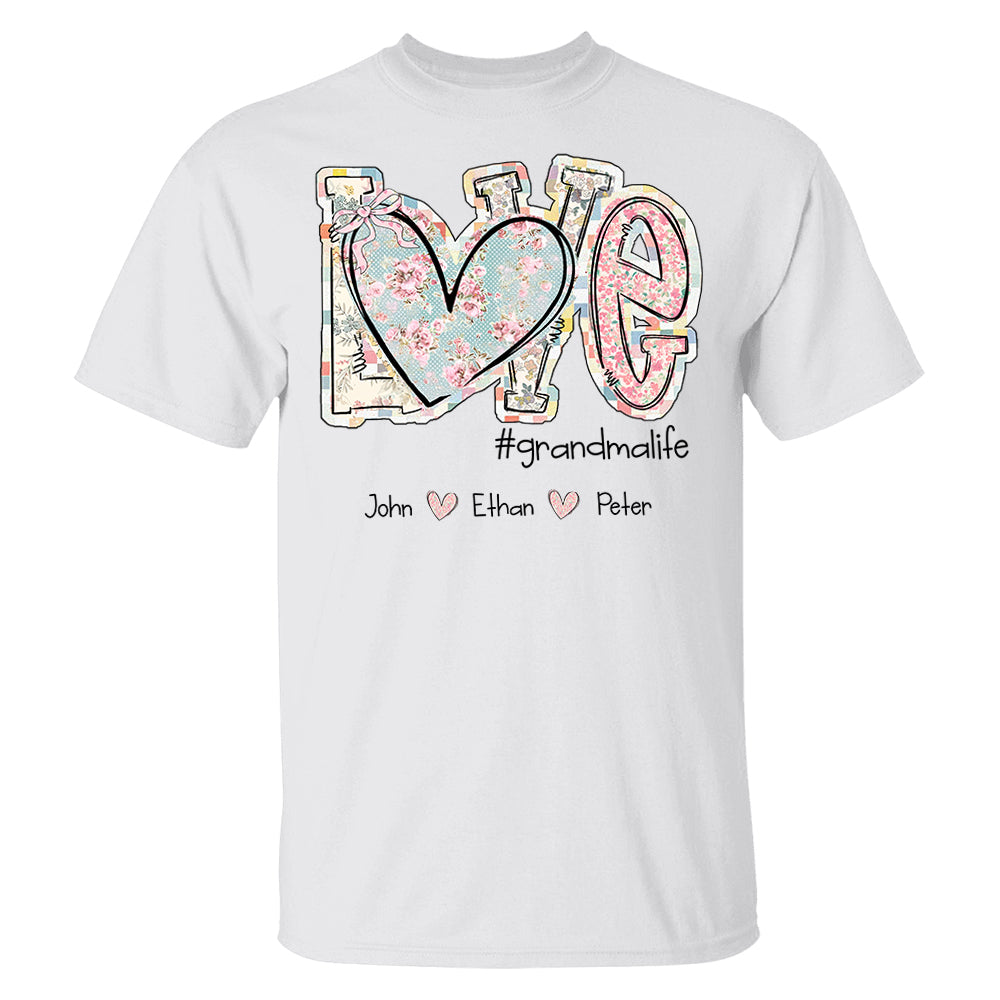 Love Grandmalife - Custom Nickname & Kid Names Vintage Floral Shirt For Mother's Day NA04 pt99
