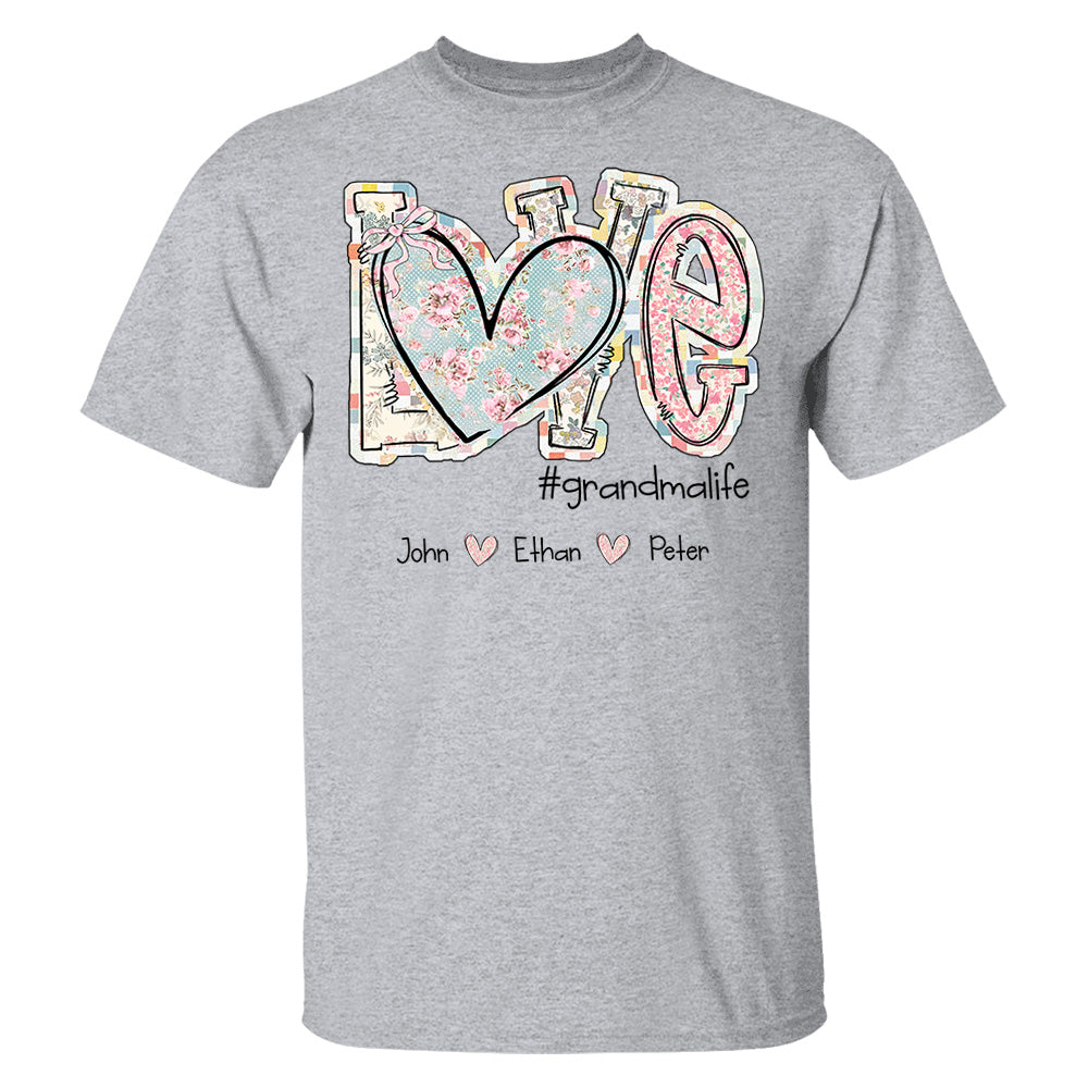 Love Grandmalife - Custom Nickname & Kid Names Vintage Floral Shirt For Mother's Day NA04 pt99