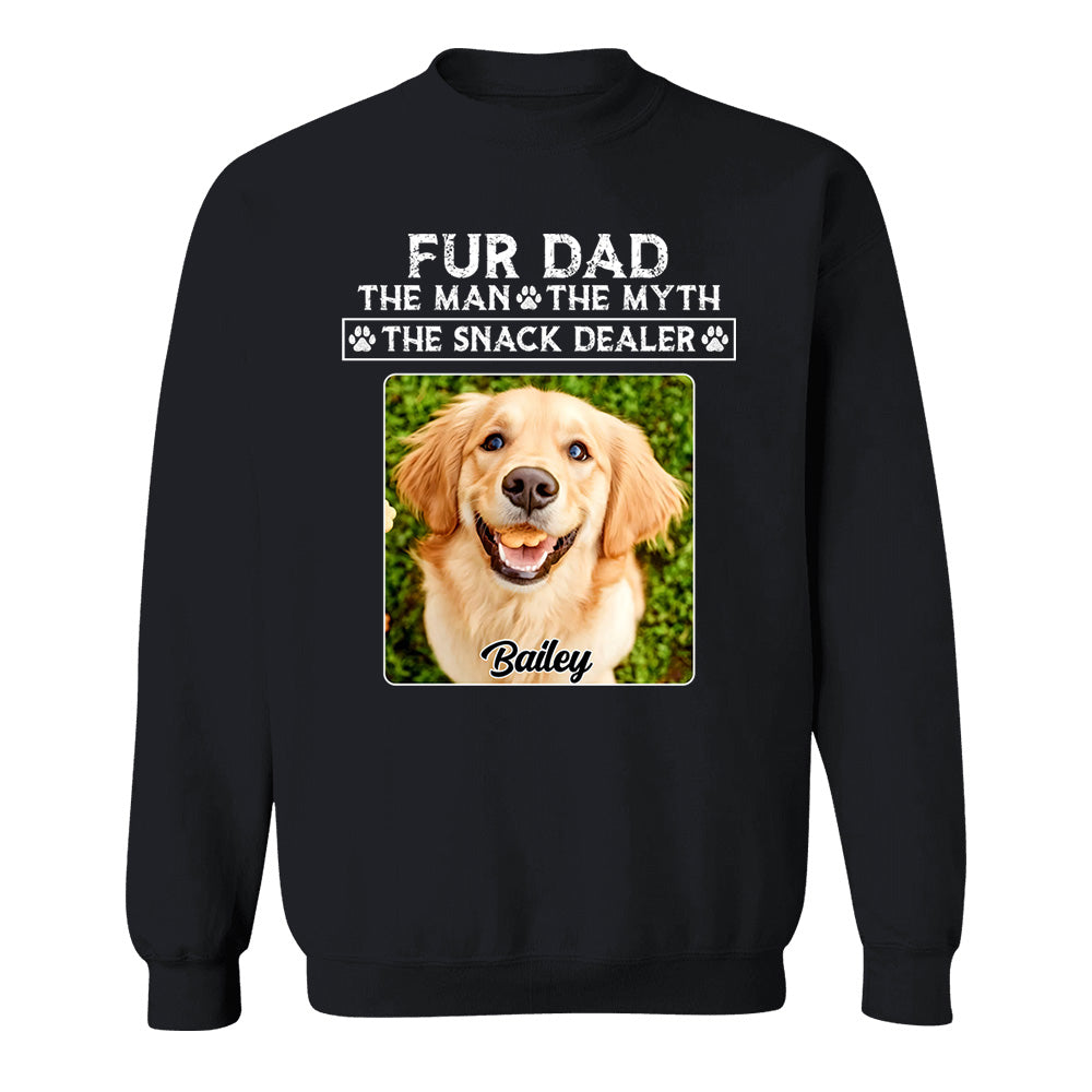 Funny Dog Dad Shirt with Pet Name and Photo Custom Dog Photo Shirt for Daddy, Father's Day Dog Lover Shirt, Snack Dealer Tee for Men Vh01