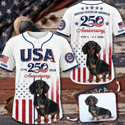 Custom Upload Photo USA 250 Anniversary Black Angus Baseball Jersey, Patriotic Cattle Farmer Shirt, 1776–2026 July 4th, Patriotic Gift