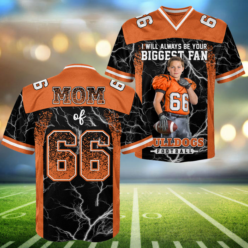 Custom I Will Always Be Your Biggest Fan Football Jersey For Mom Dad Family L0411 T24