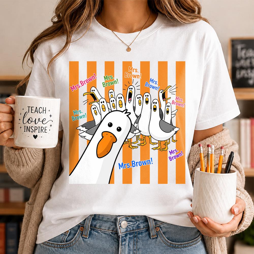 Custom Funny Seagulls Teacher Name Shirt, Teacher Appreciation Gift L0411 Hv01