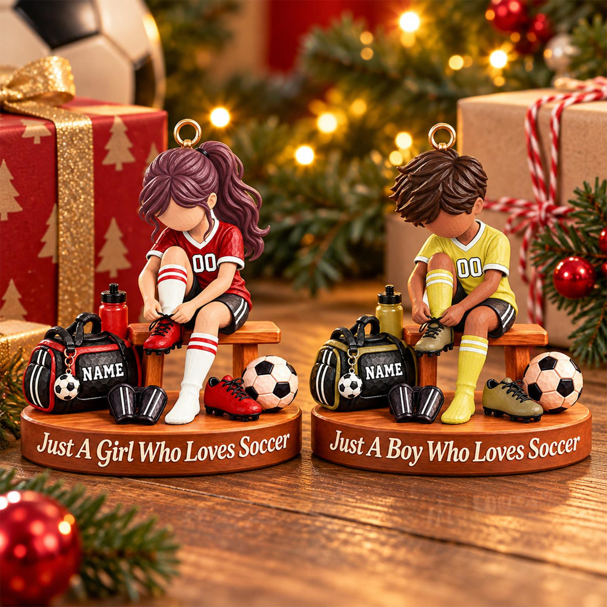Personalized Soccer Player Ornament, Custom Name Soccer Player Gift Vr1 Hv01