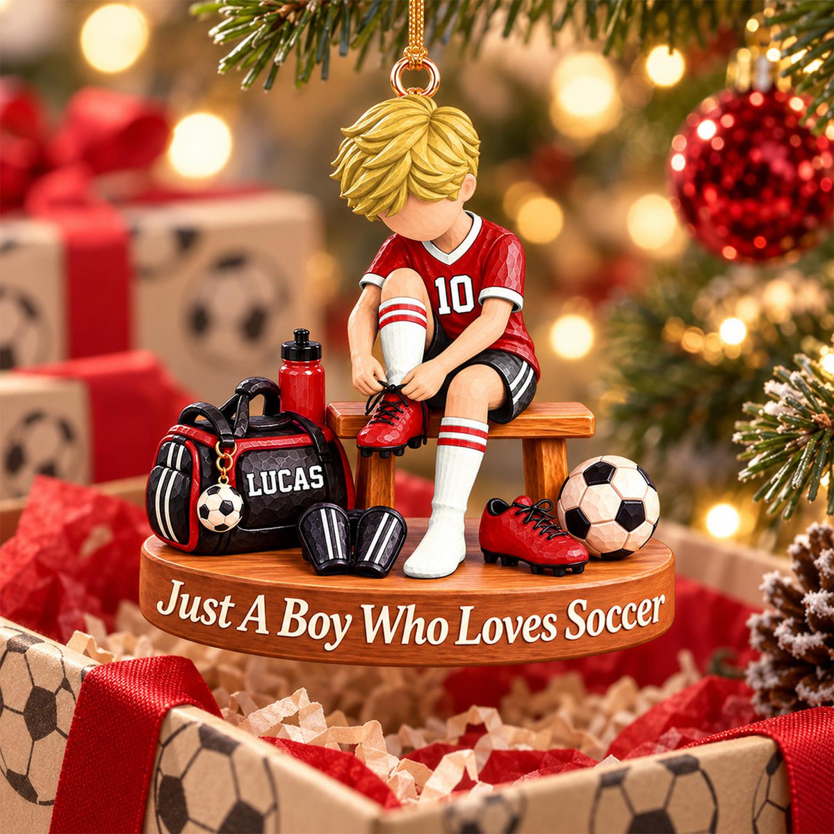 Personalized Soccer Player Ornament, Custom Name Soccer Player Gift Vr1 Hv01