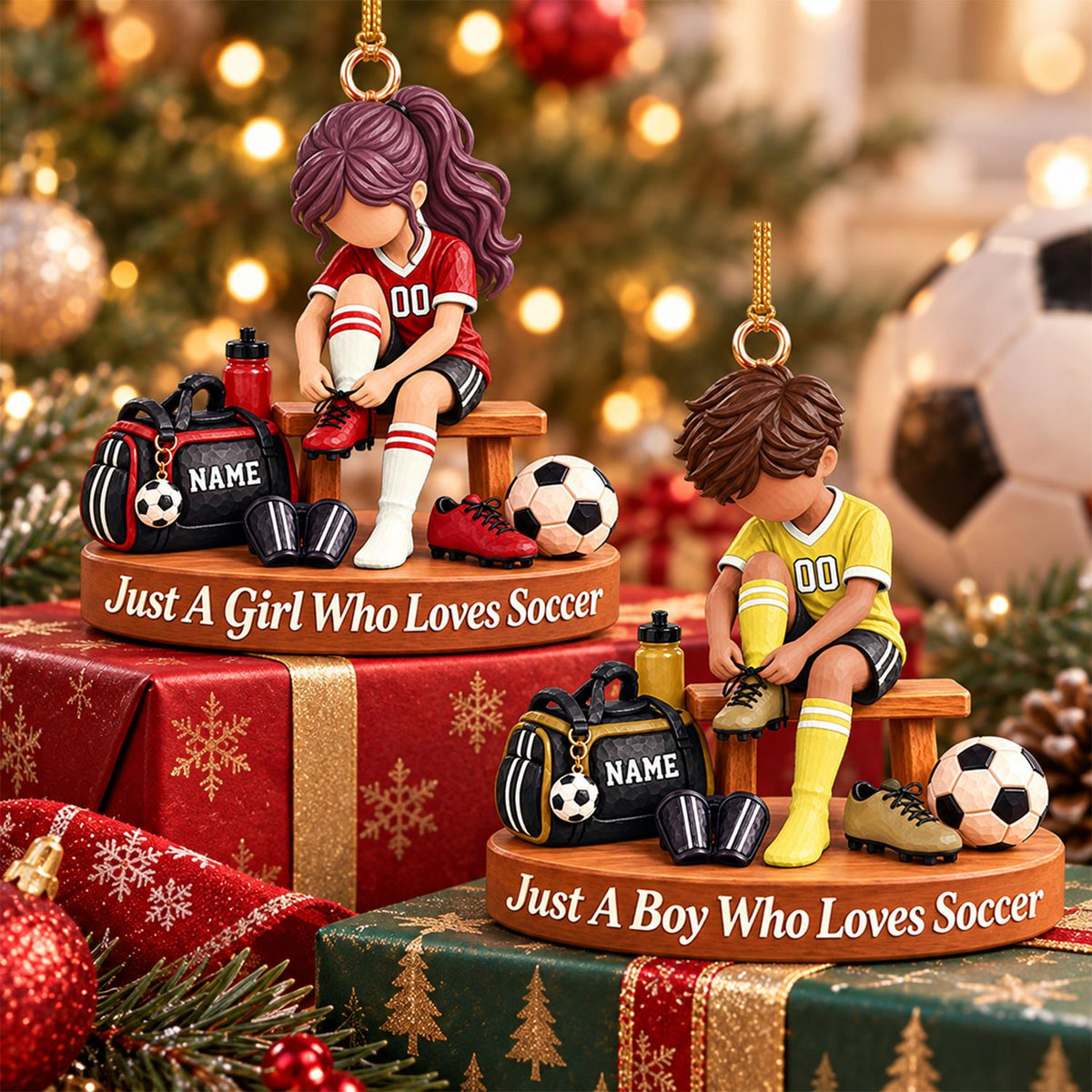 Personalized Soccer Player Ornament, Custom Name Soccer Player Gift Vr1 Hv01
