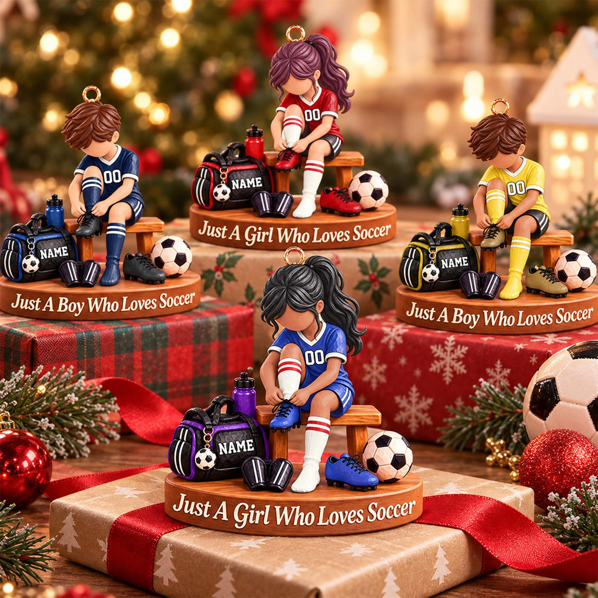 Personalized Soccer Player Ornament, Custom Name Soccer Player Gift Vr1 Hv01