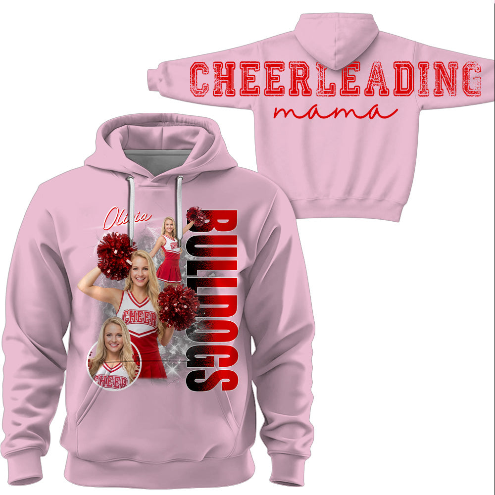 Personalized Chearleading Mom Sweatshirt, Custom Large Back Graphic Cheer, Gift For Cheer Mom Cheerleader Lovers MI209 VH01