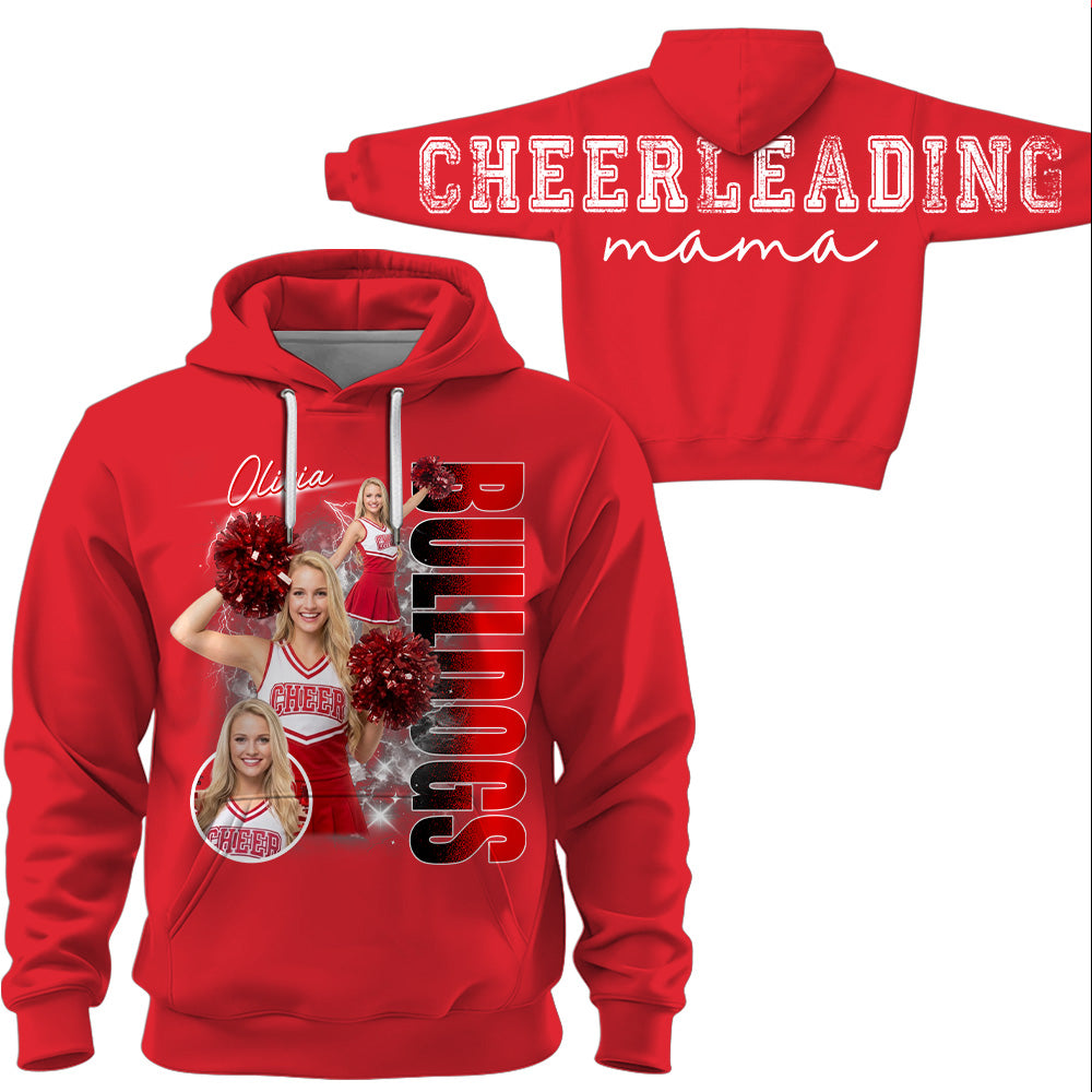 Personalized Chearleading Mom Sweatshirt, Custom Large Back Graphic Cheer, Gift For Cheer Mom Cheerleader Lovers MI209 VH01
