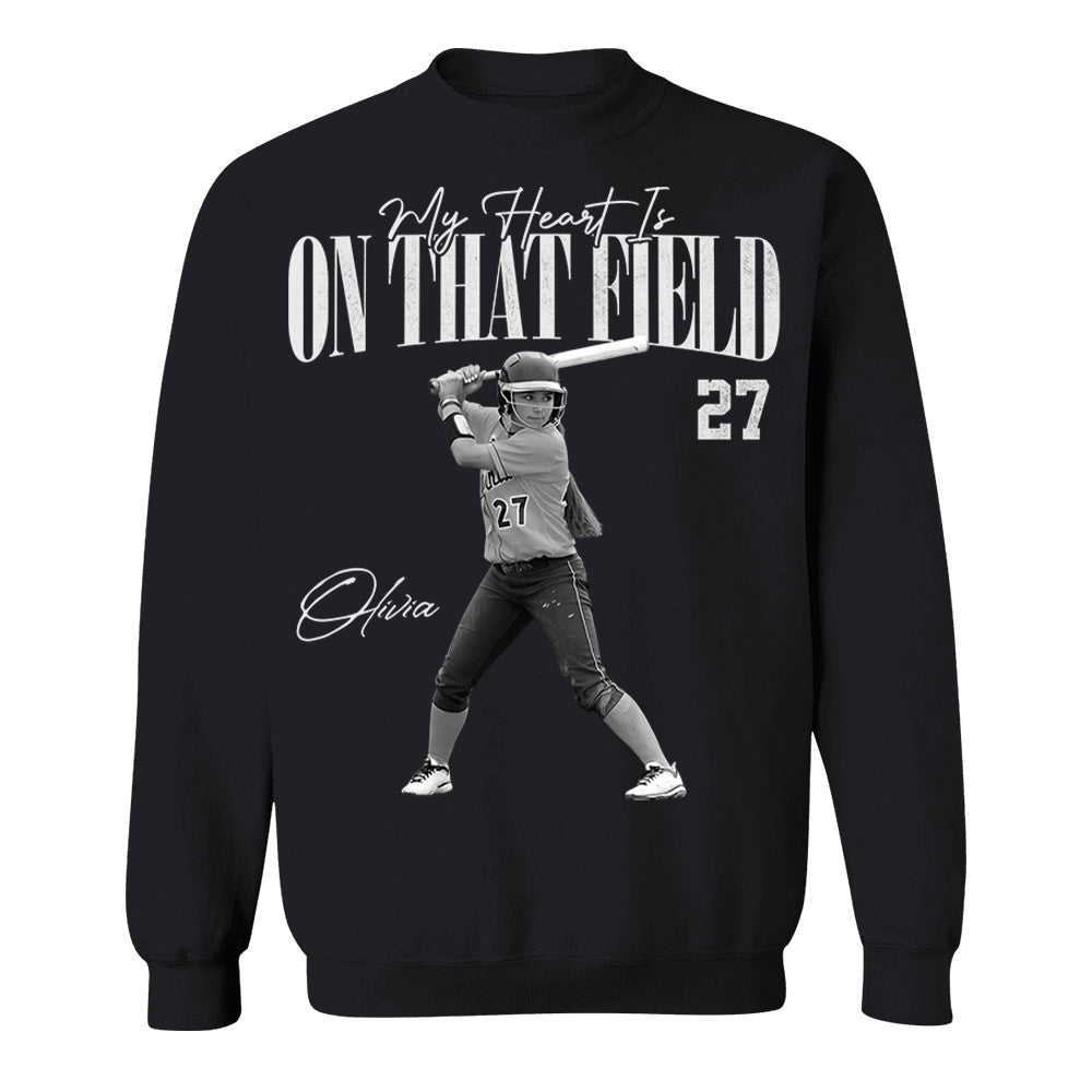 My Heart Is On That Field - Washed Tee Retro Bootleg Shirt For Softball Players T1807 Li29