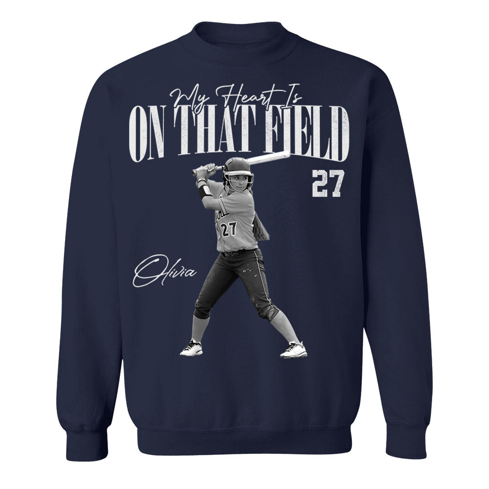 My Heart Is On That Field - Washed Tee Retro Bootleg Shirt For Softball Players T1807 Li29