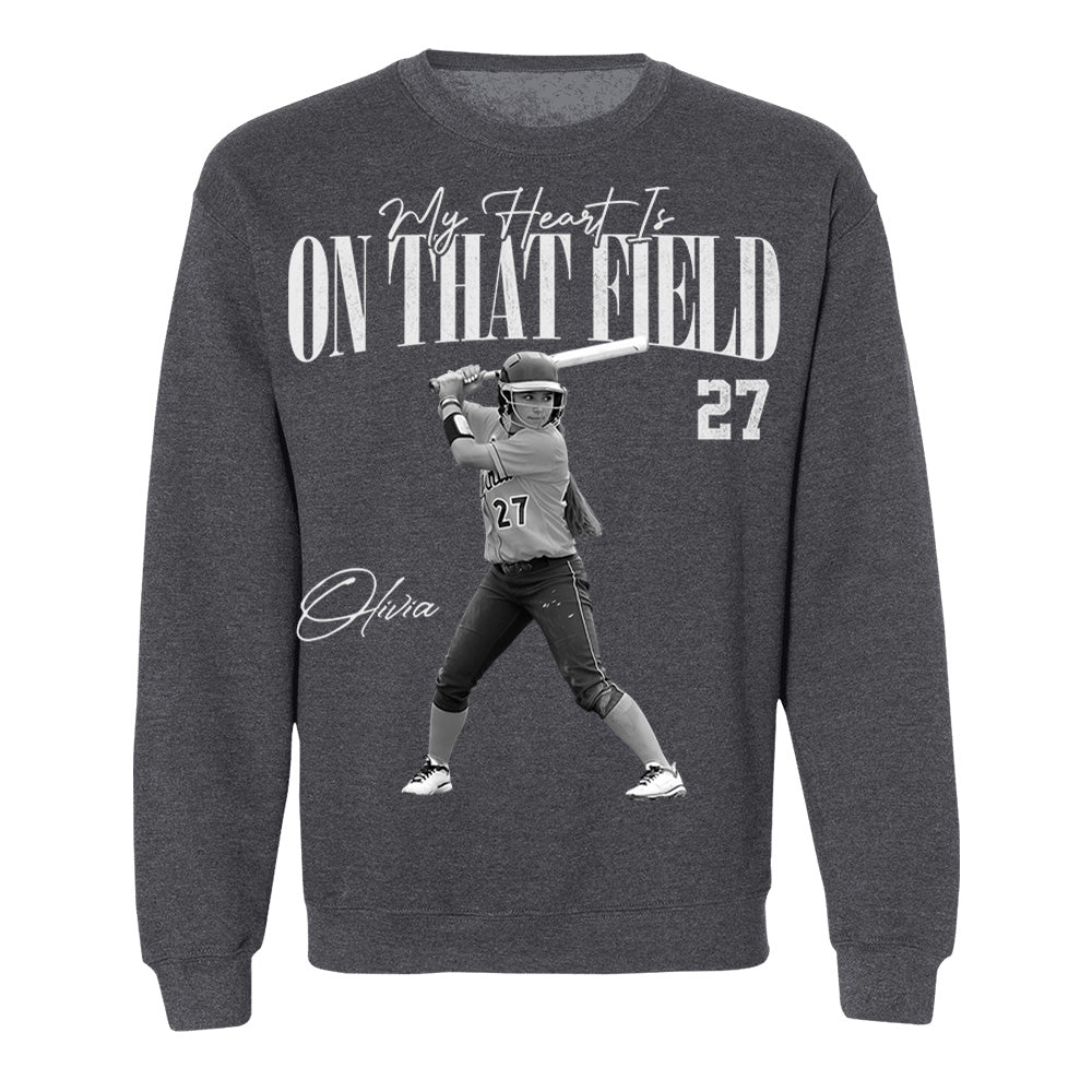 My Heart Is On That Field - Washed Tee Retro Bootleg Shirt For Softball Players T1807 Li29