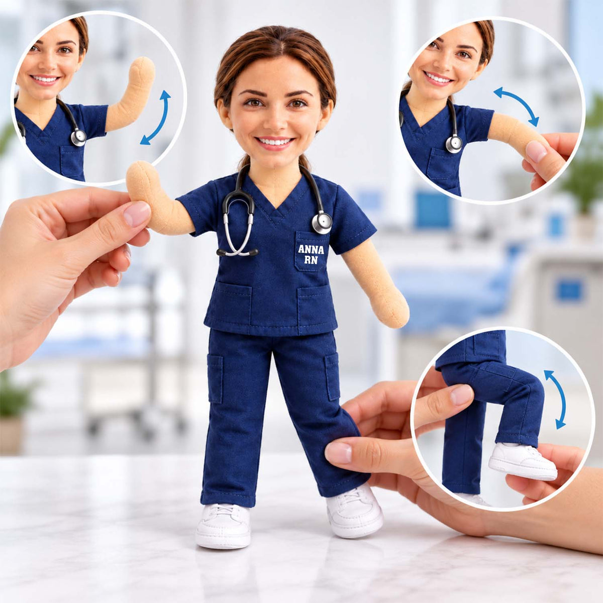 Custom Photo Nurse Posable Plush Doll, Gift For Nurses L0411 Pt99
