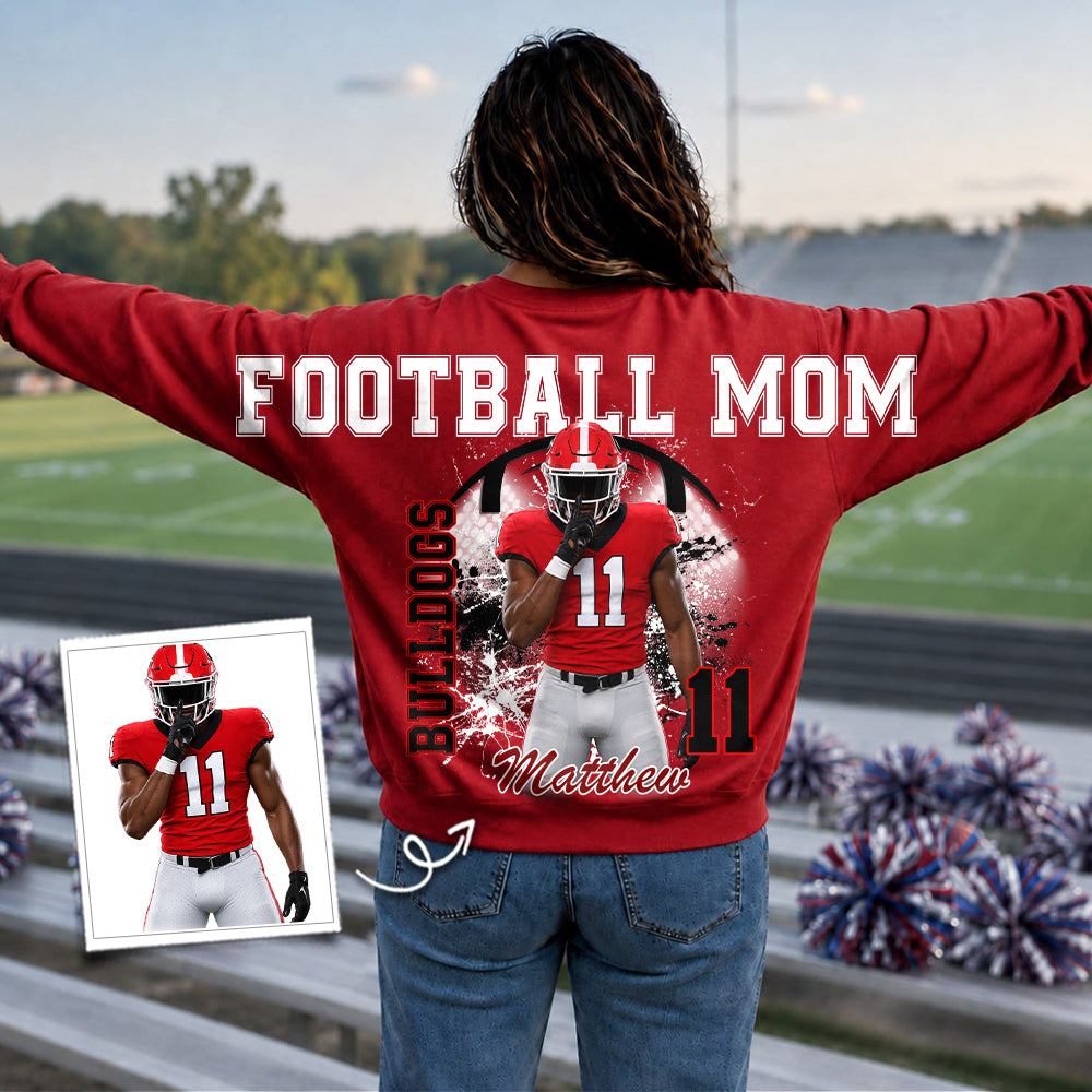 Custom Football Mama Sweatshirt, Sports Mama Hoodie, Large Back Graphic Team Name L0411 TH23