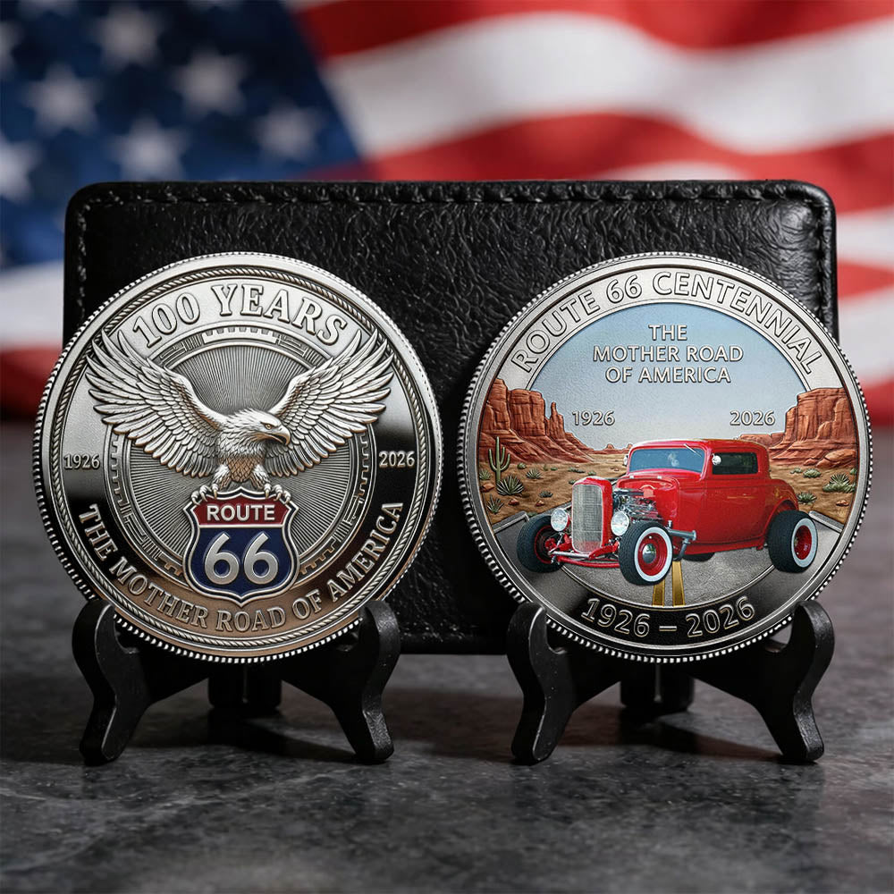 Celebrate 100 Years of Road Route 66 and America 250th Anniversary - Personalized Hot Rods Photo Commemorative Coin A2110