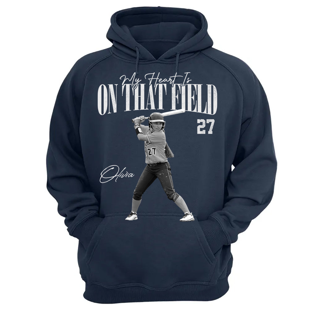 My Heart Is On That Field - Washed Tee Retro Bootleg Shirt For Softball Players T1807 Li29