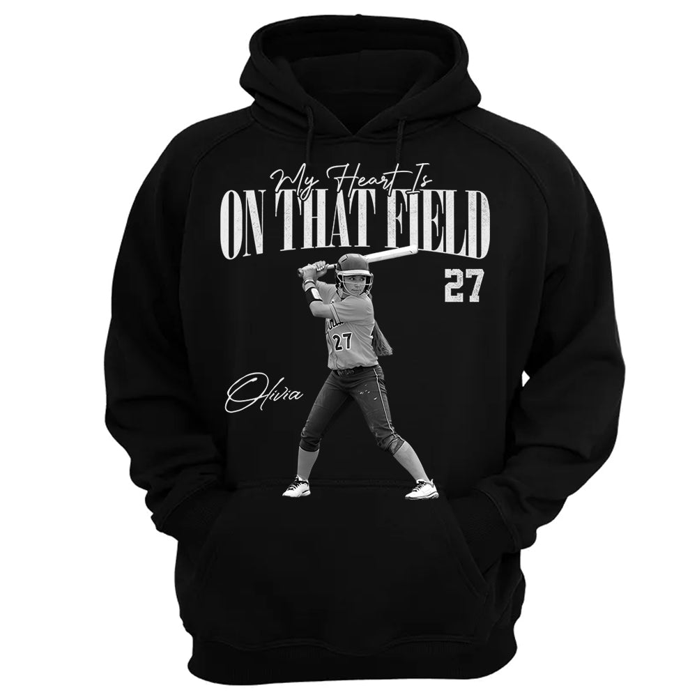 My Heart Is On That Field - Washed Tee Retro Bootleg Shirt For Softball Players T1807 Li29