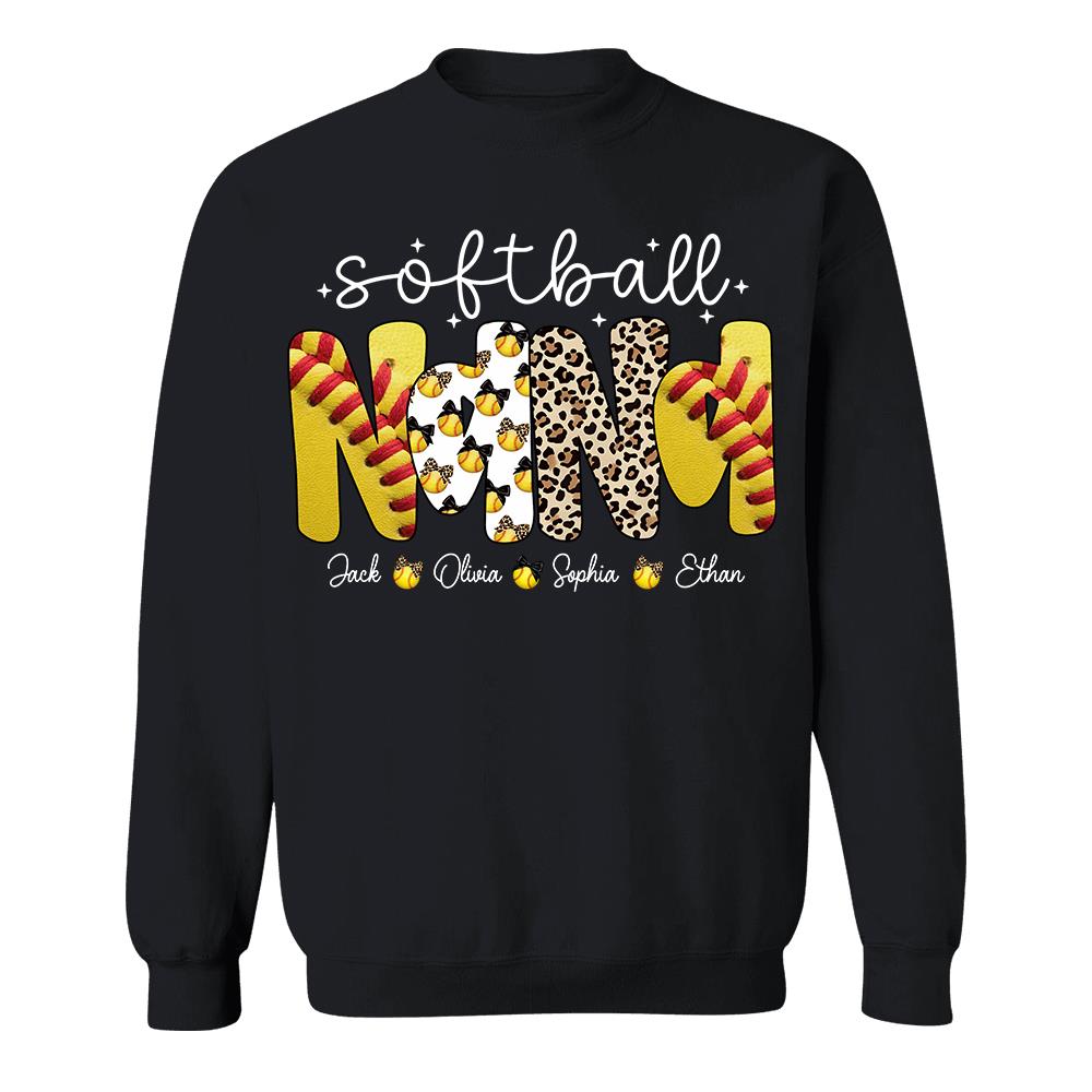Personalized Softball Mama Shirt, Custom Softball Sports Grandma Nickname Shirt