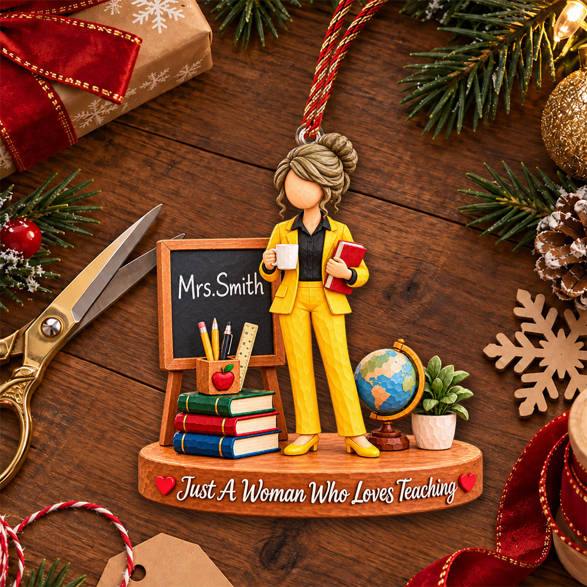 Just A Girl Who Loves Teaching, Personalized Teacher Ornament, Custom Teacher Name Gift, Gift For Teacher MI209 Nh00