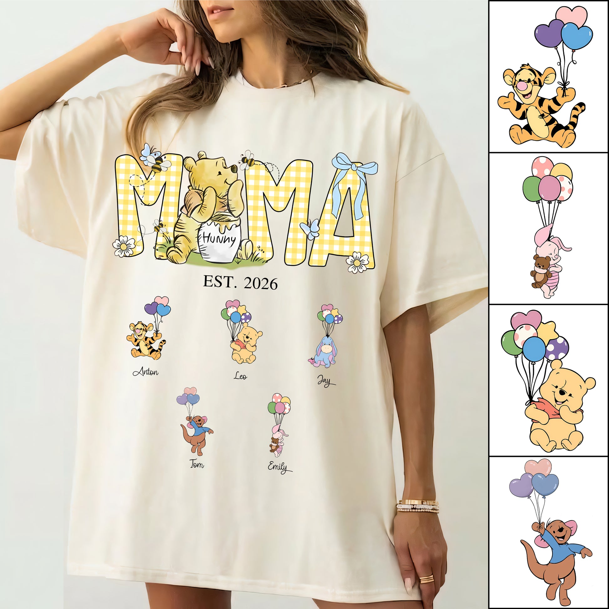 Custom Mama Bear Est And Grandkids Heart Shirts, Mama Est with Name On The Sleeve, Personalized Shirt Gift For Mom, Grandma, Custom Mother's Day Sweatshirt Shirt MI209