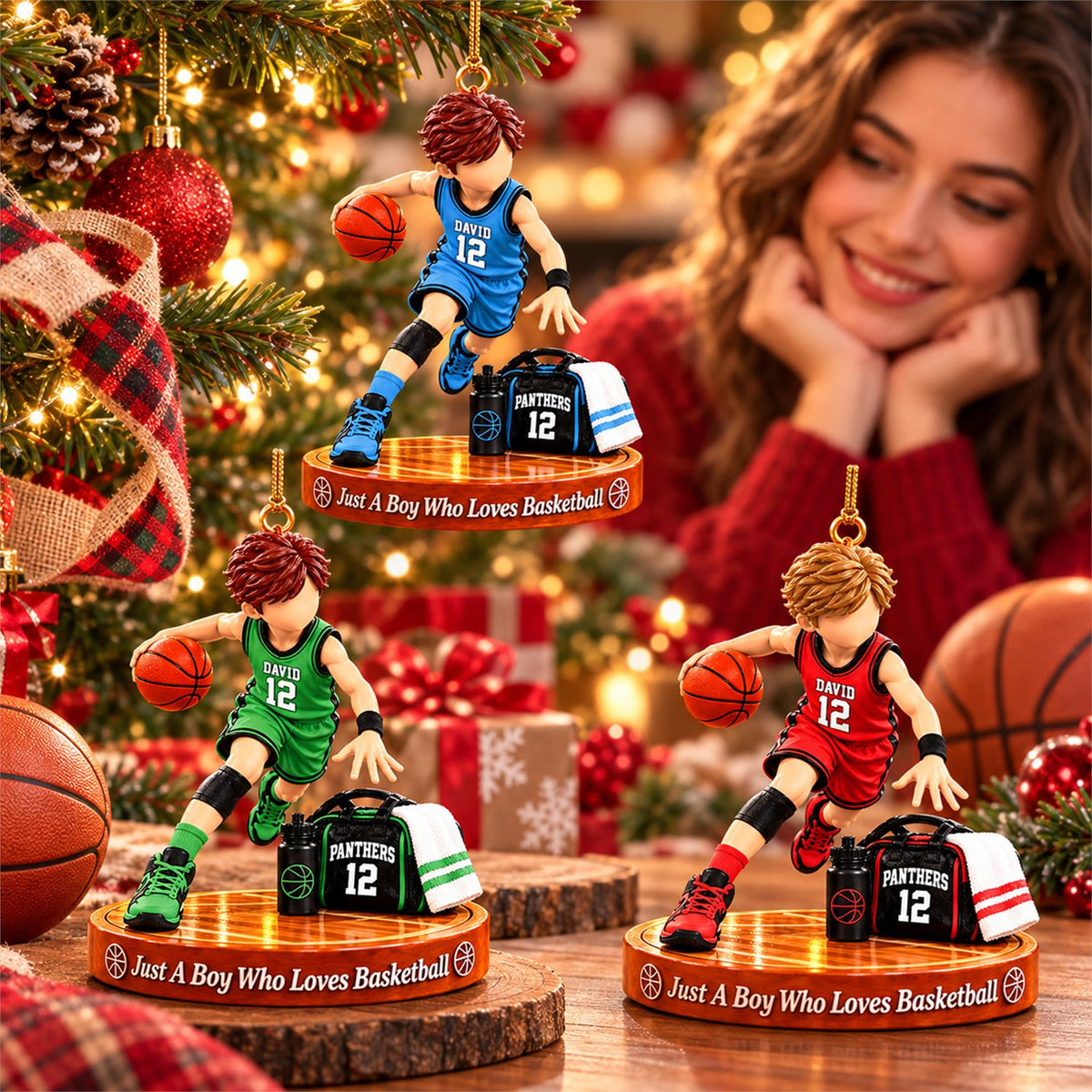 Just A Boy Who Loves Basketball Ornament, Personalized Basketball Christmas Ornament, Custom Name Gift Na02 Hv01