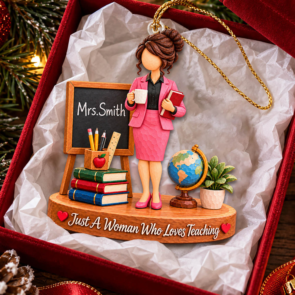 Just A Girl Who Loves Teaching, Personalized Teacher Ornament, Custom Teacher Name Gift, Gift For Teacher MI209 Nh00
