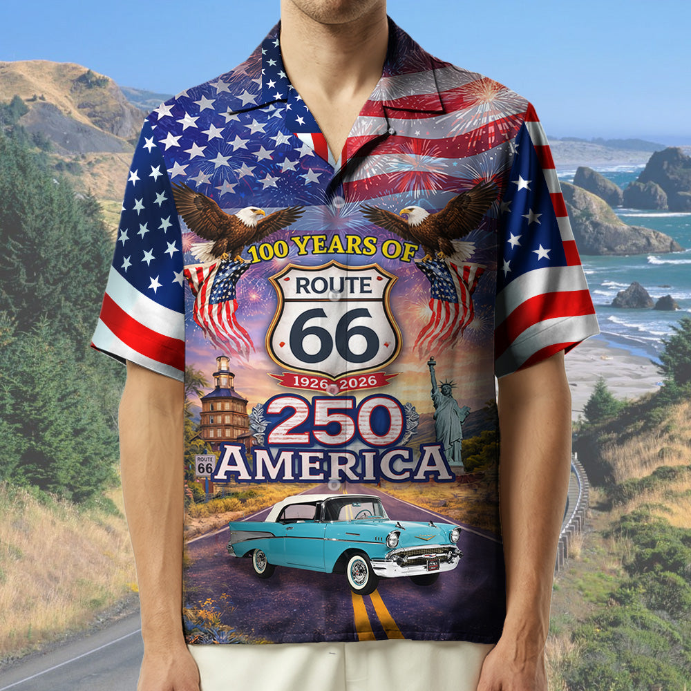 Celebrate 100 Years of Road Route 66 and America 250th Anniversary - This Is How I Roll - Personalized Classic Car Photo Hawaiian Shirt A2110 T24
