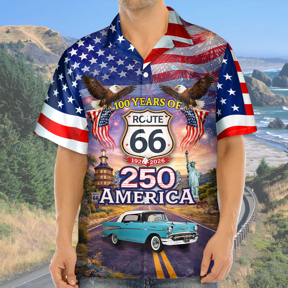Celebrate 100 Years of Road Route 66 and America 250th Anniversary - This Is How I Roll - Personalized Classic Car Photo Hawaiian Shirt A2110 T24