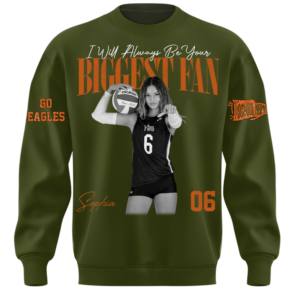 I'll Always Be Your Biggest Fan, Personalized Vintage “Biggest Fan” Volleyball Shirt, Custom School Team Name, Gift For Volleyball Lovers T1807 TH23