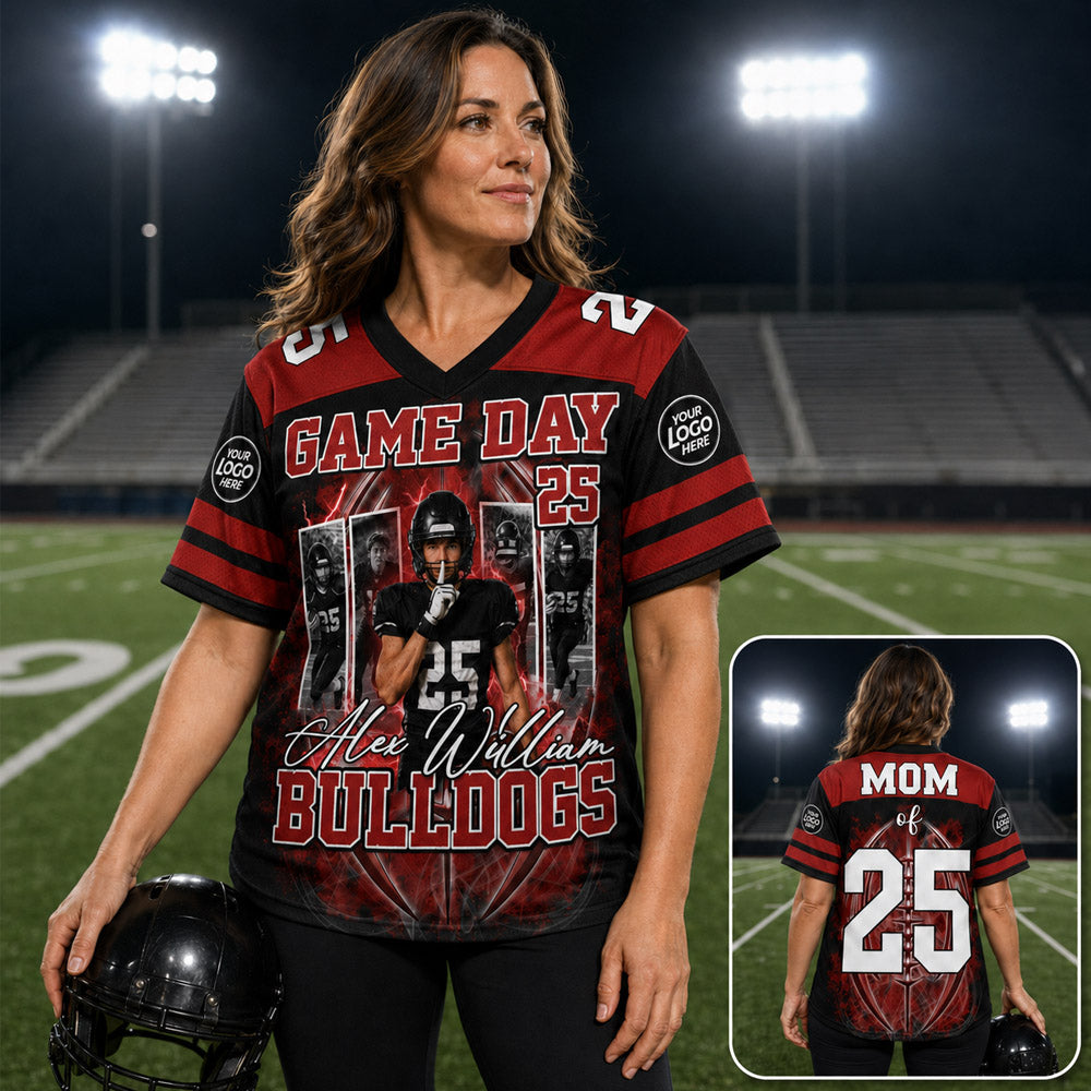 Custom Team Football Shirt With Kids Name & Jersey Number L0411 Nh00