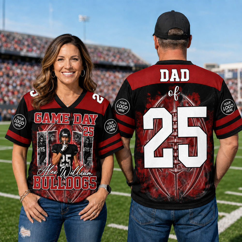 Custom Team Football Shirt With Kids Name & Jersey Number L0411 Nh00