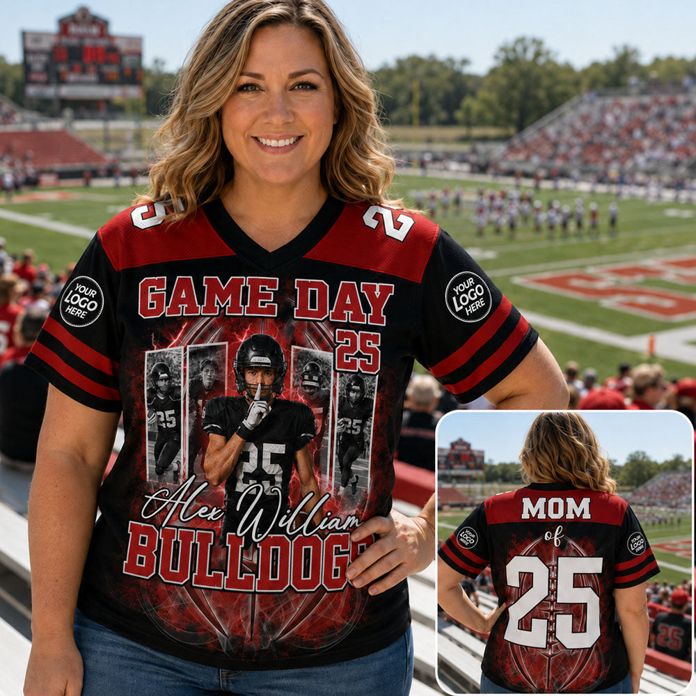 Custom Team Football Shirt With Kids Name & Jersey Number L0411 Nh00