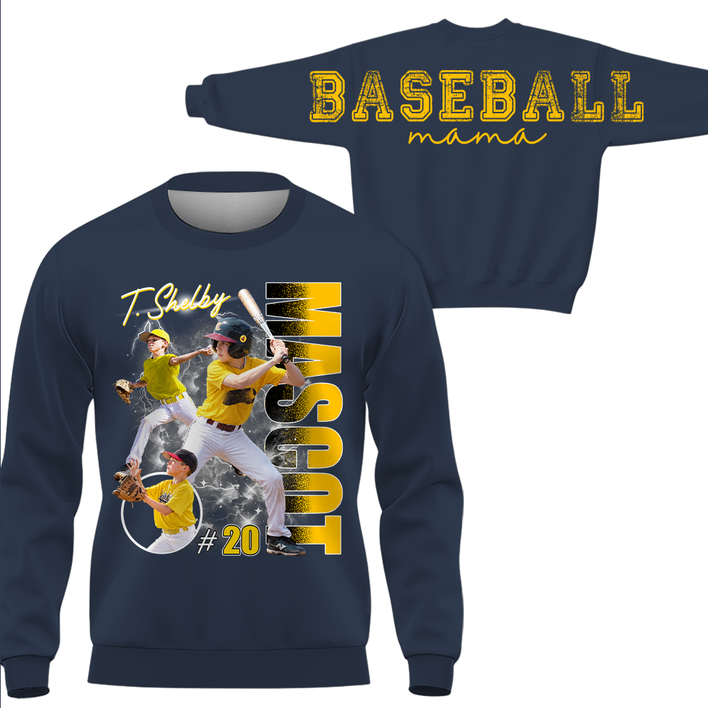 Personalized Baseball Mom Sweatshirt, Custom Large Back Graphic Cheer, Gift For Baseball Mom Family Baseball Lovers MI209 Hv01
