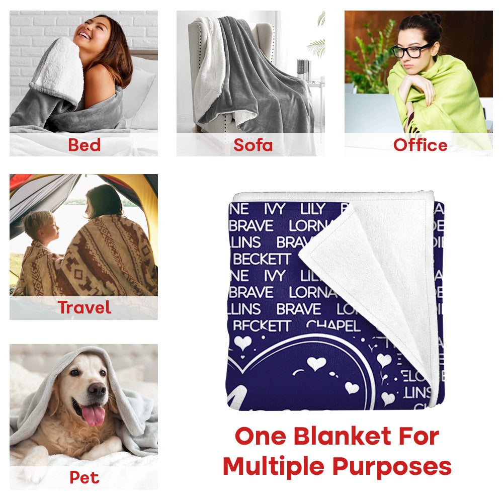 Personalized MOM With Names Blanket Gift For Mom T18 Li29