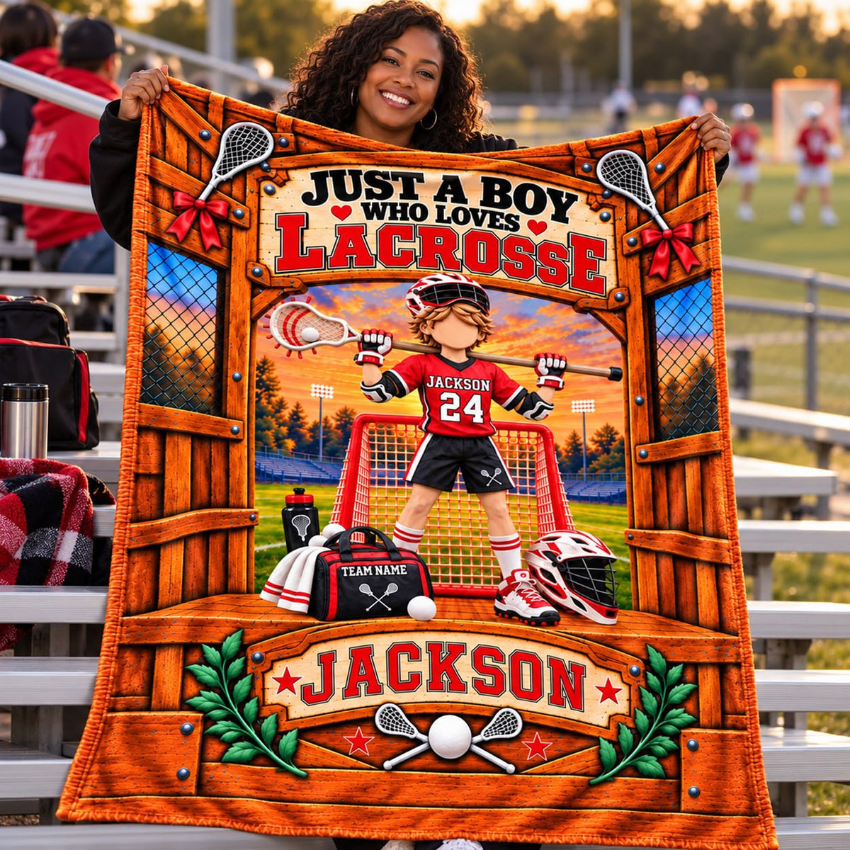 Just A Boy Who Loves Lacrosse, Personalized Lacrosse Blanket, Custom Player Name Gift, Gift For Lacrosse Players Lacrosse Lover T1807 Nh00 TL06