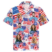 Custom Photo American Flag Hawaiian Shirt, Personalized Shirt
