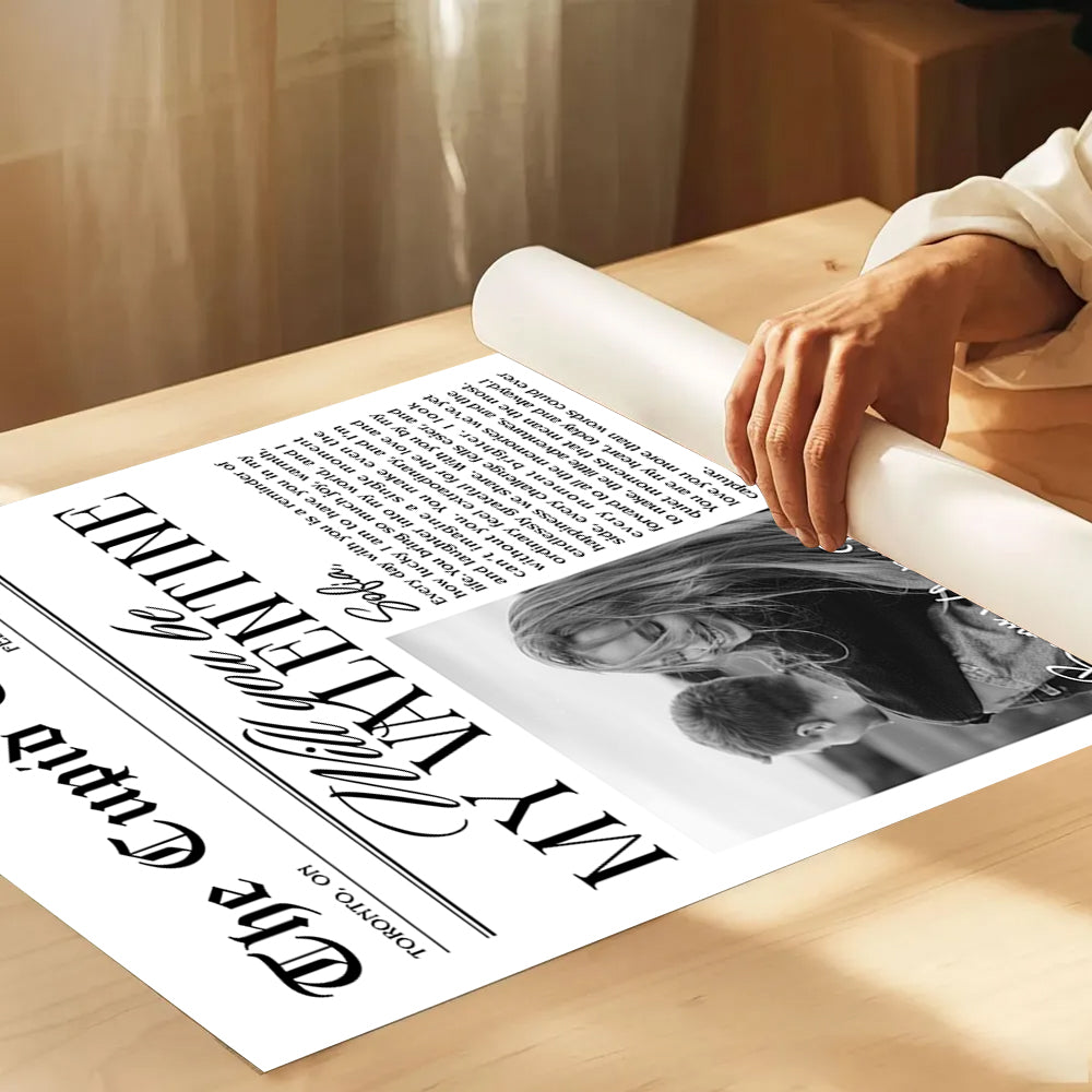 Valentines Day Newspaper Poster Canvas Personalized Valentines Gift For Couple Li29