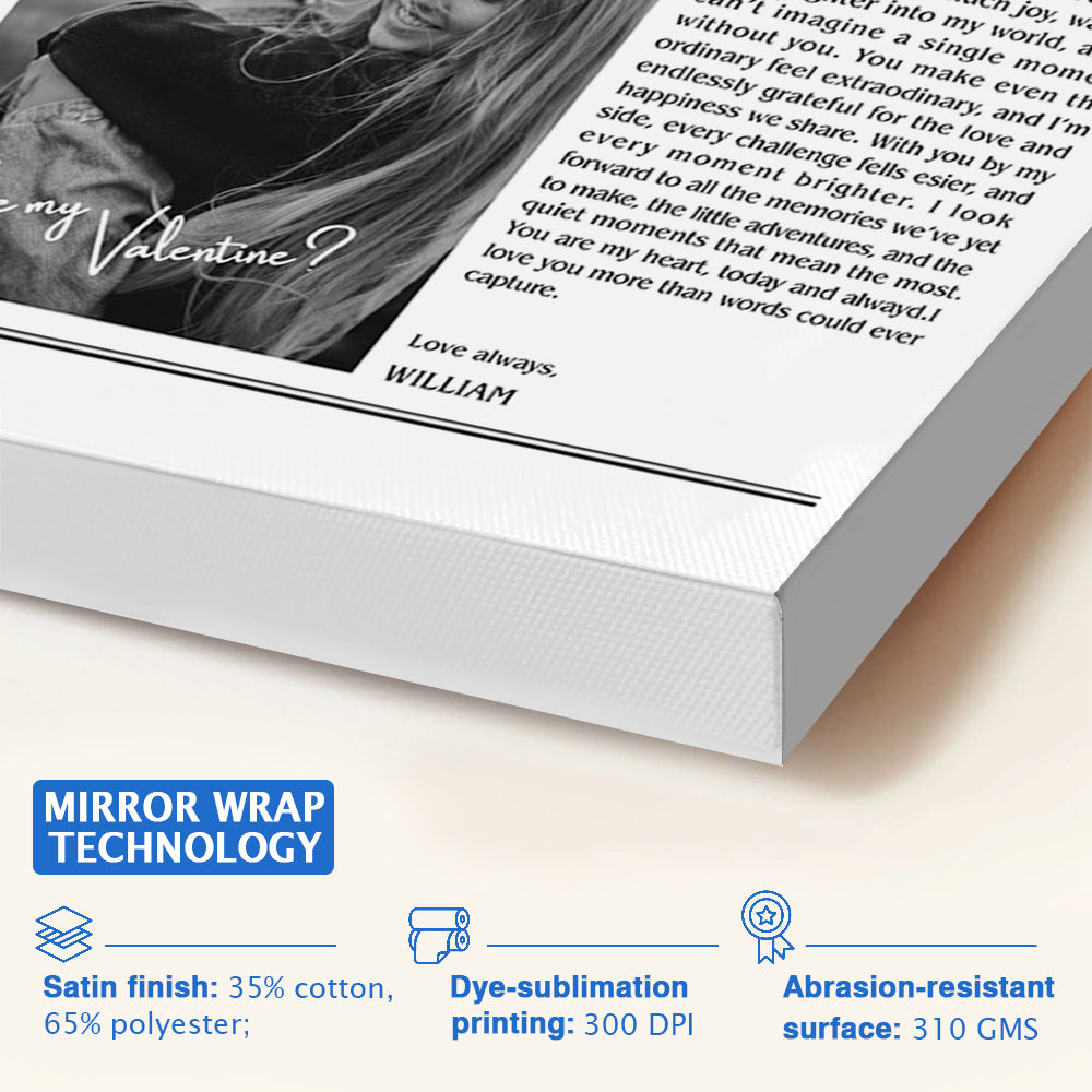 Valentines Day Newspaper Poster Canvas Personalized Valentines Gift For Couple Li29