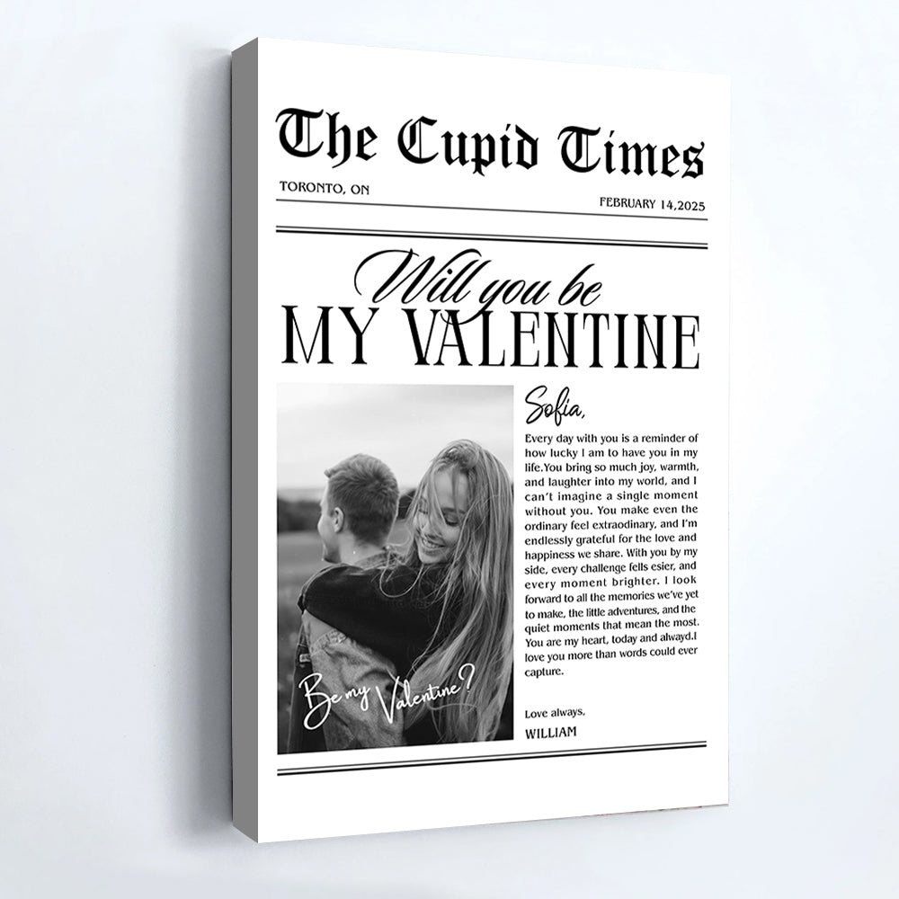 Valentines Day Newspaper Poster Canvas Personalized Valentines Gift For Couple Li29